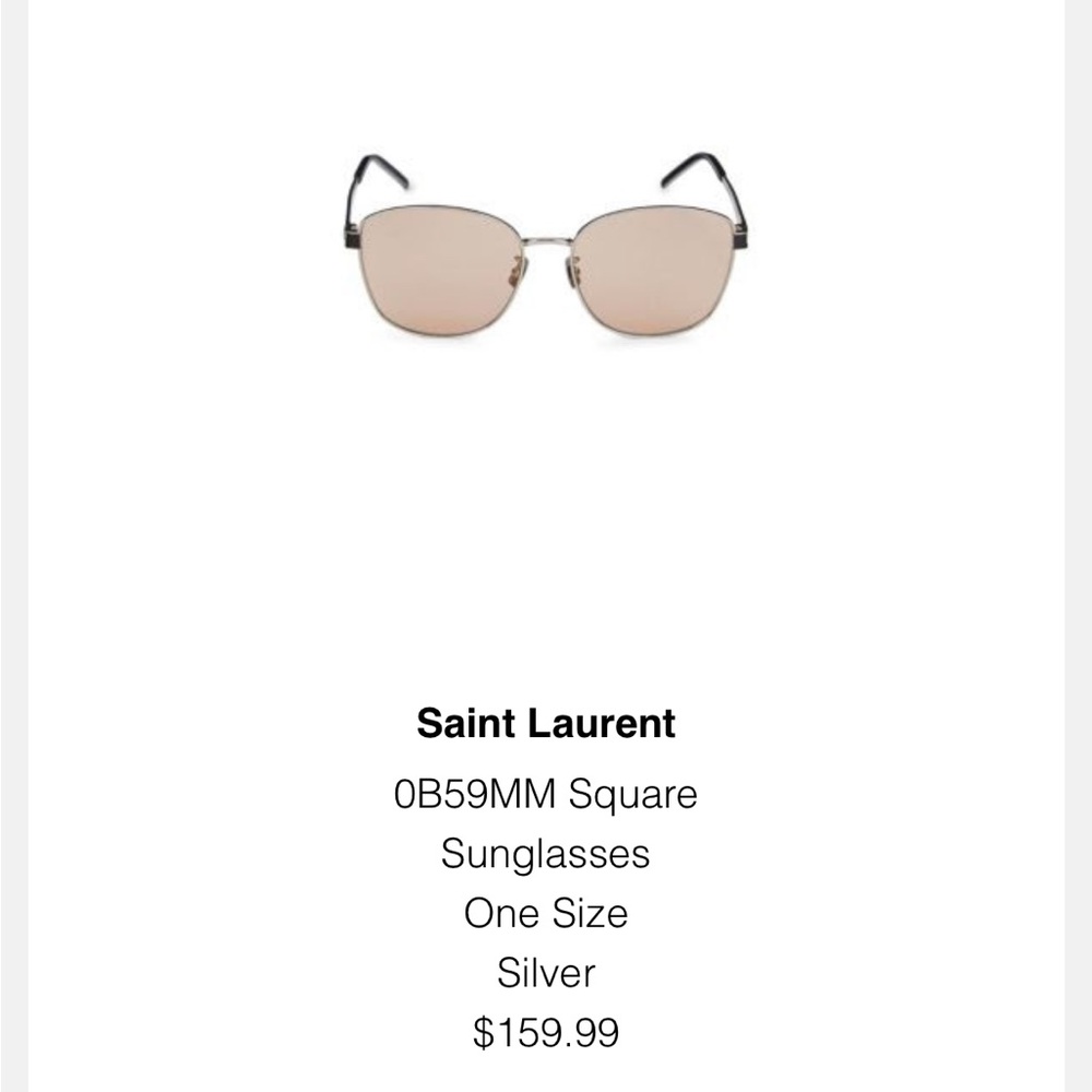 New Saint Laurent Silver Square Sunglasses